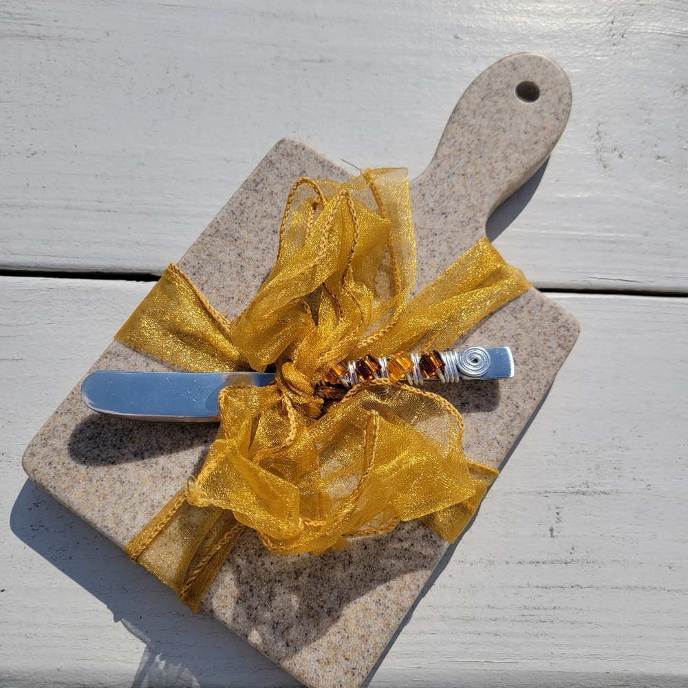 Cheese Board with Knife and Ribbon ~ Hostess Gift ~ Part ~ Entertaining ~ Nice